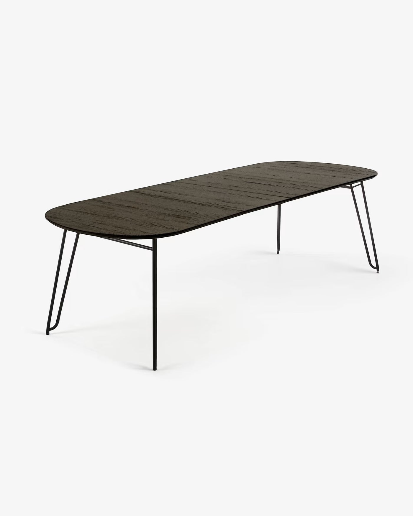 Mesa Extensible Rectangular Tablero Madera (Negra) Patas Metal Pintadas Al Horno