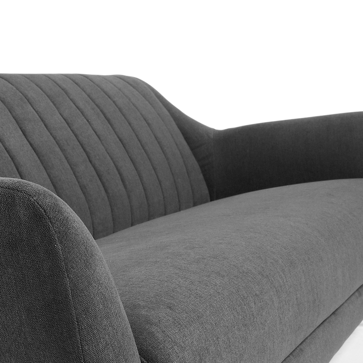 Sofa 3Cps Tapizado Gris Oscuro De Madera