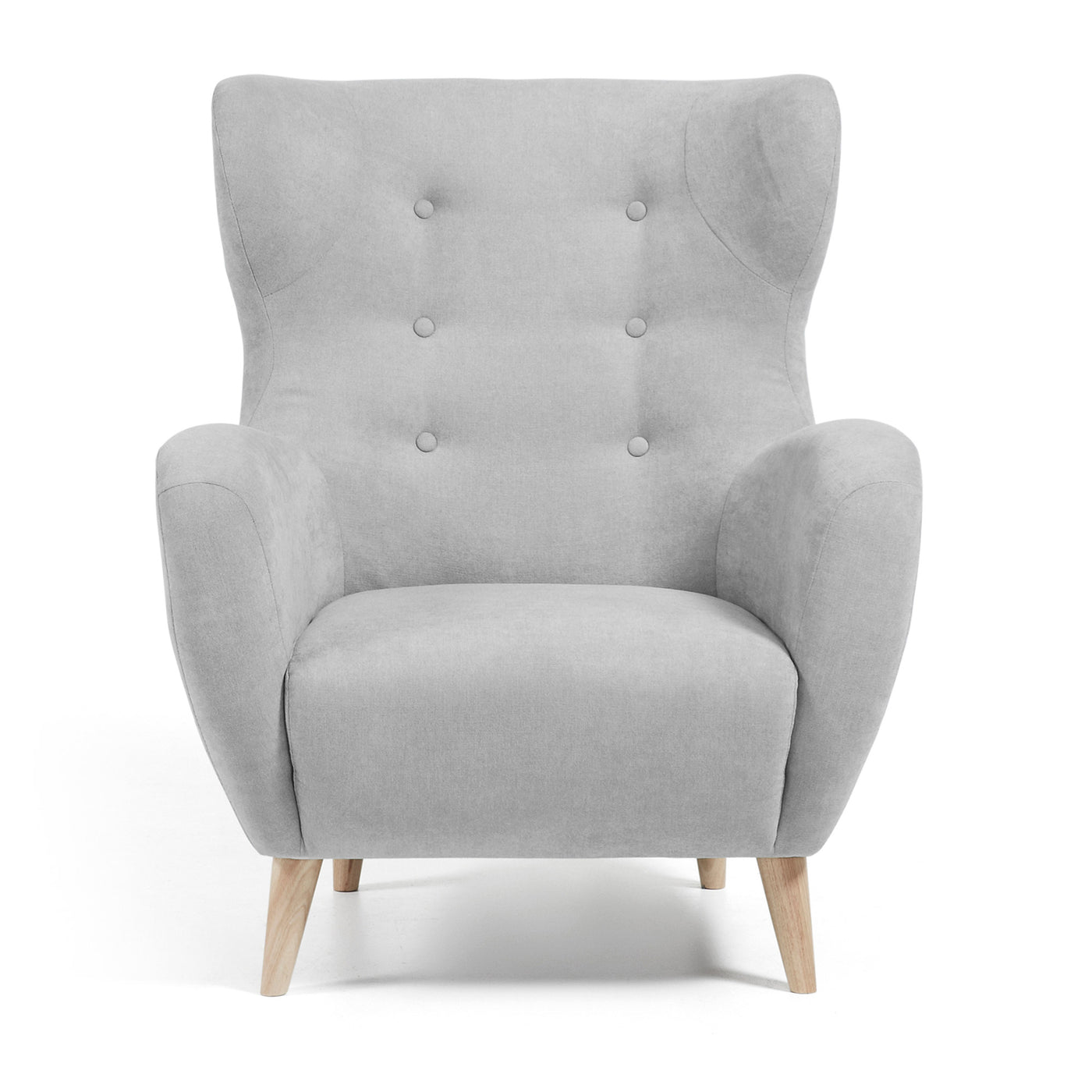 Sillón Tapizado (Gris Claro) Patas De Madera