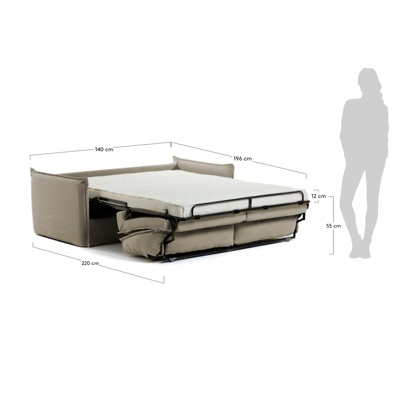 Sofá Cama Tapizado (Beige ) Estructura De Metal