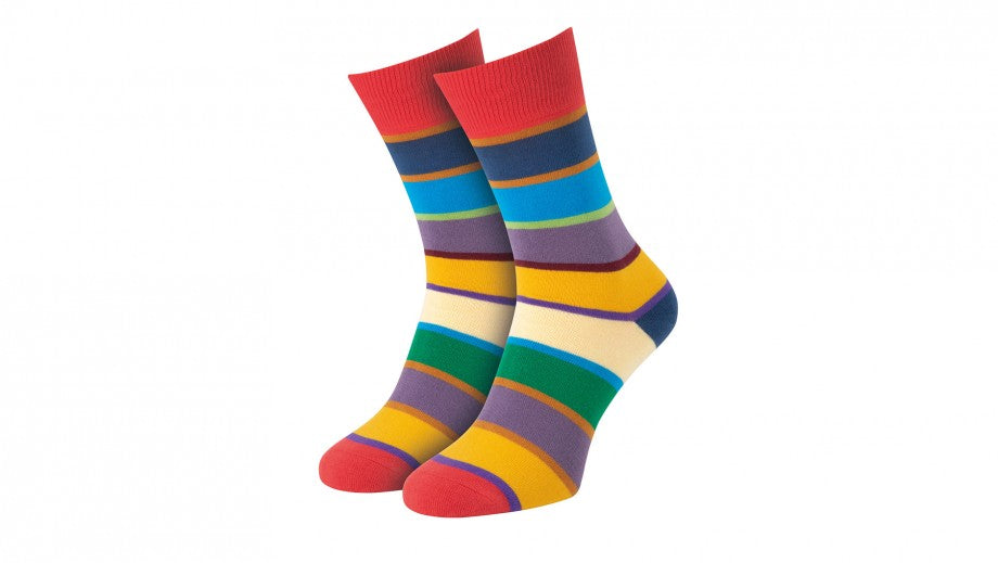 Calcetines Caballero Diseño Rayas Multicolores De Algodón