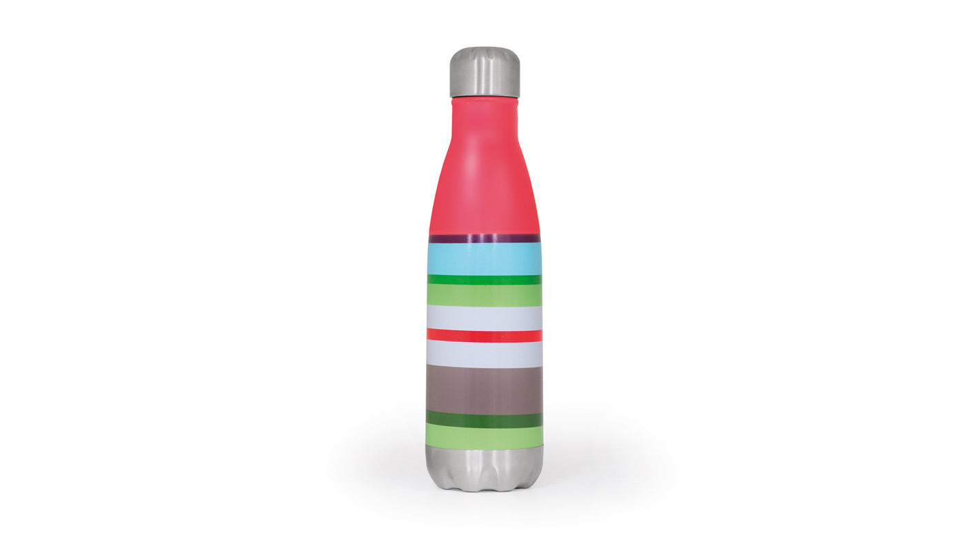 Botella Con Tapa Para Agua - 500 Ml - Diseño Rayas De Acero