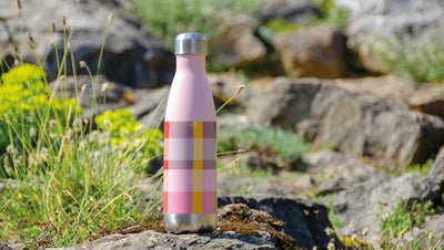 Botella Con Tapa Para Agua - 500 Ml - Diseño Cuadros De Acero
