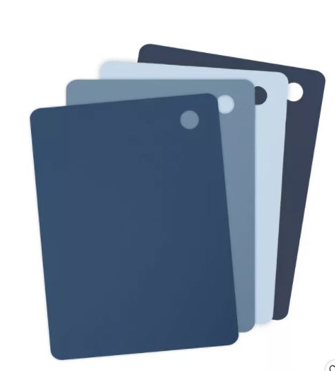 Set de 4 Tablas De Picar (Colores Azules) De Plástico